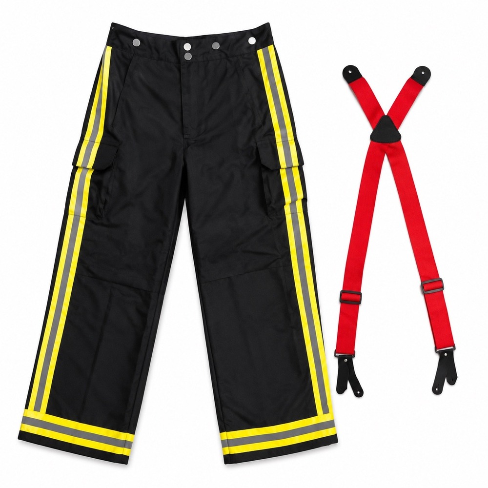 Leg Avenue Fire Captain Firefighter Costume Pants Suspenders Men M/L Reflective